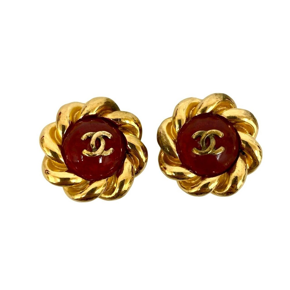 CHANEL Authentic Red Logo Earrings - Picture 3 of 5